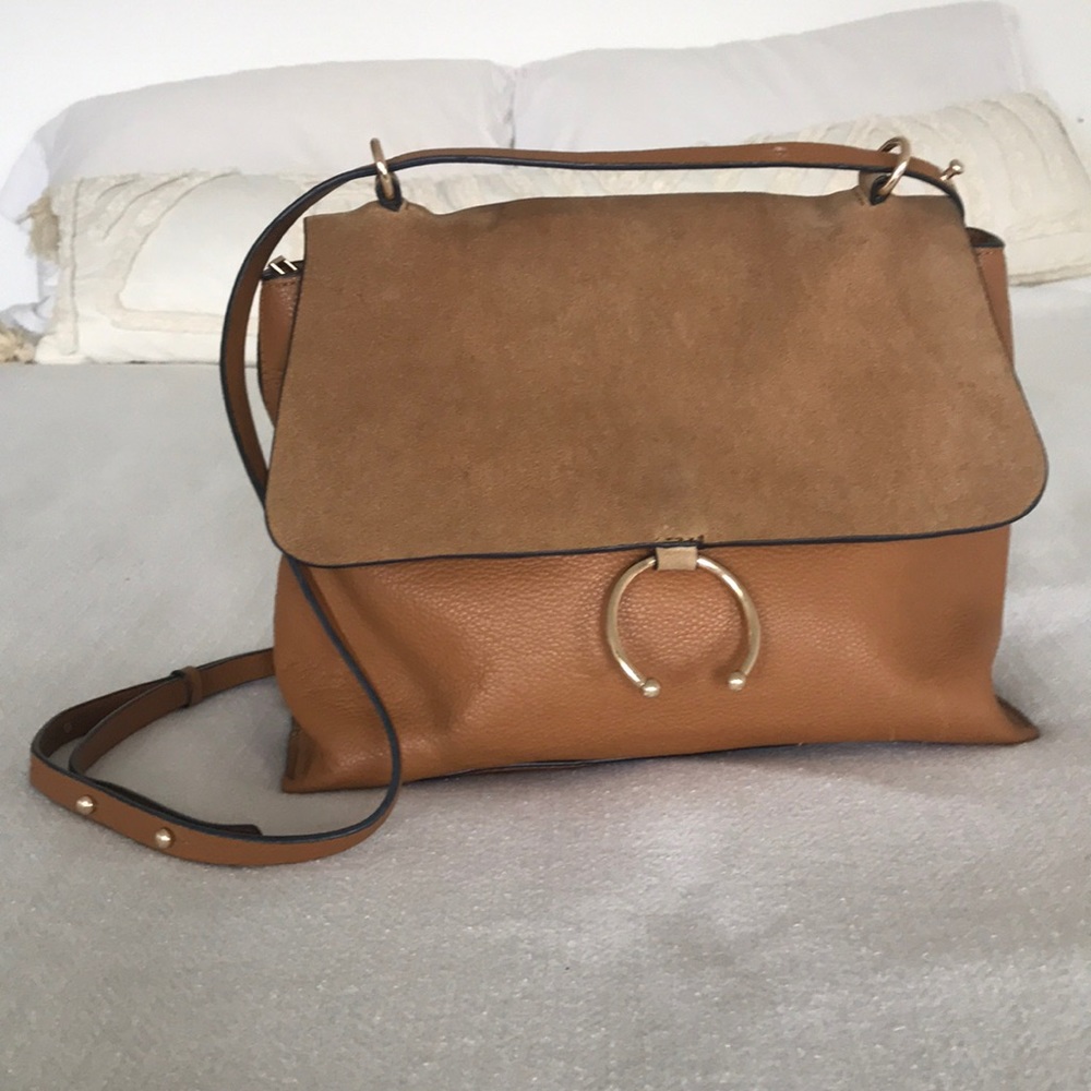 Uniquely Styled Brown Leather and Suede Purse